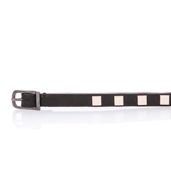 Bracciale in pelle nero con borchie rosa - PARTY\MONSTR