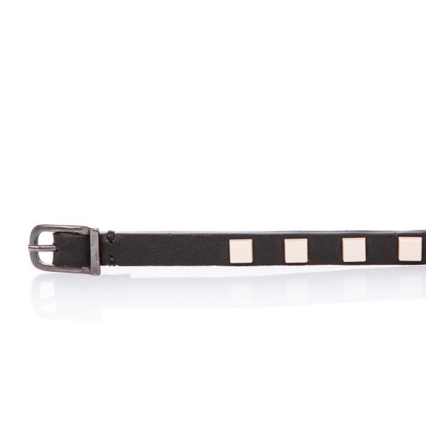 Black leather bracelet with pink studs - PARTYMONSTR