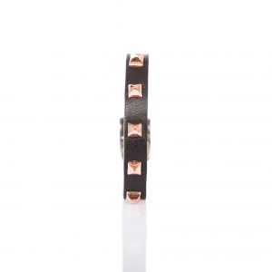 Bracciale in pelle nero con borchie - PARTY\MONSTR