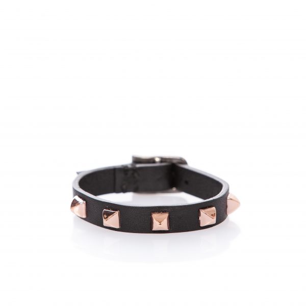 Bracciale in pelle nero con borchie - PARTY\MONSTR