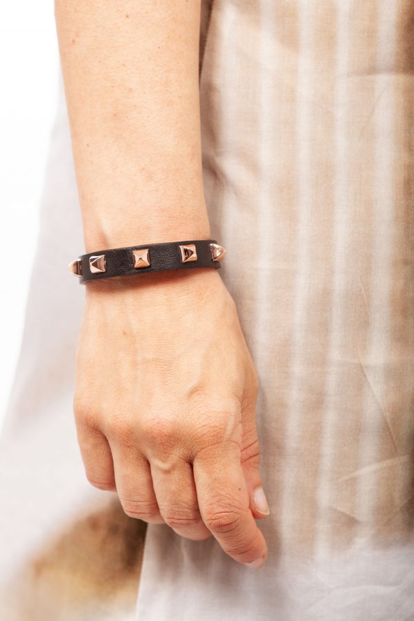 Black leather bracelet with studs - PARTYMONSTR