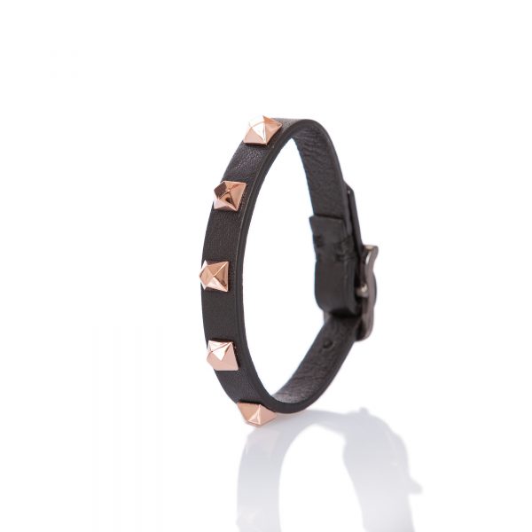 Black leather bracelet with studs - PARTYMONSTR