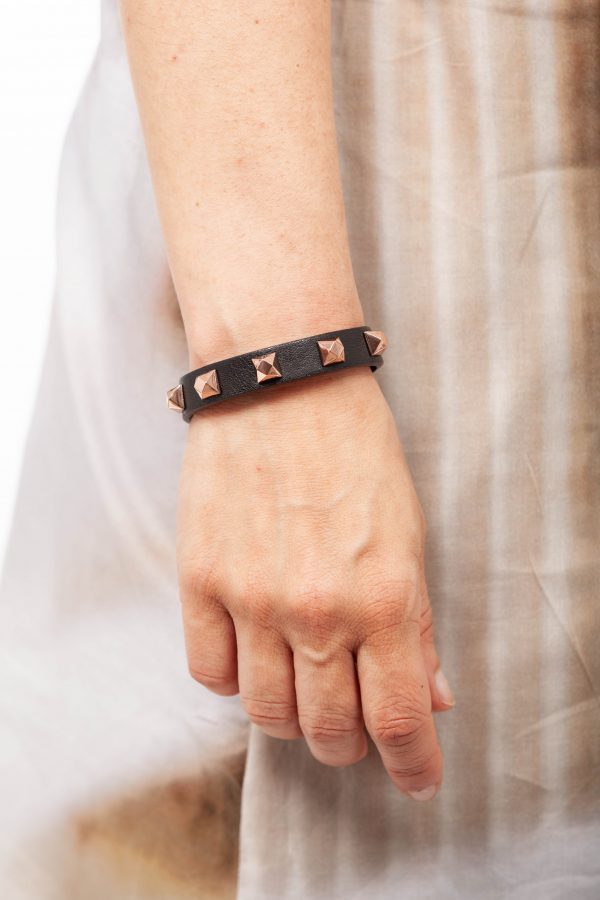 Black leather bracelet with studs - PARTYMONSTR