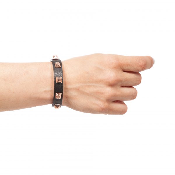 Black leather bracelet with studs - PARTYMONSTR