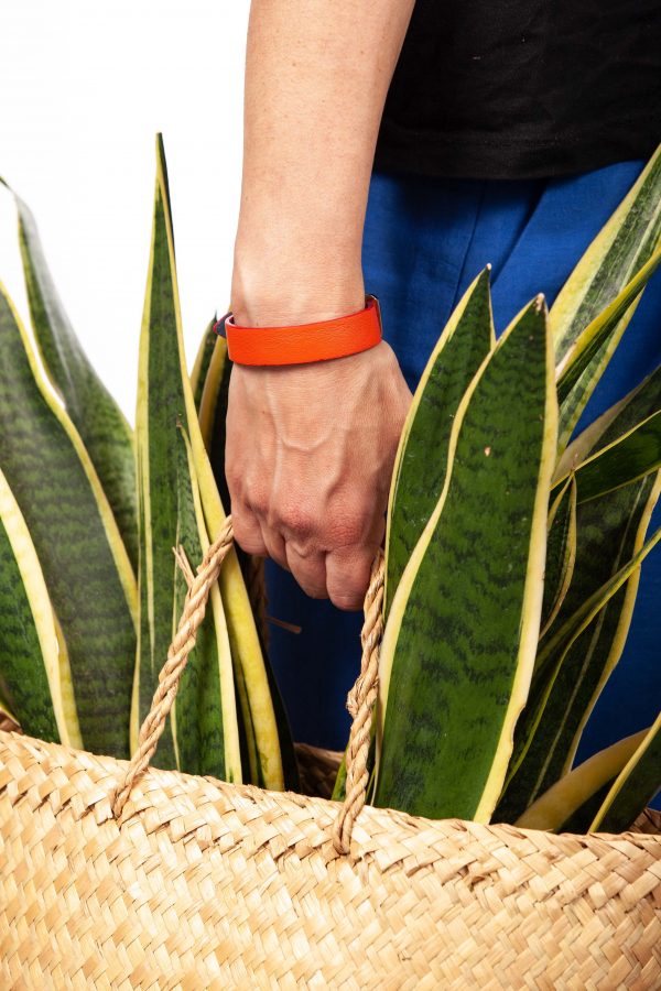 Orange leather bracelet - PARTYMONSTR