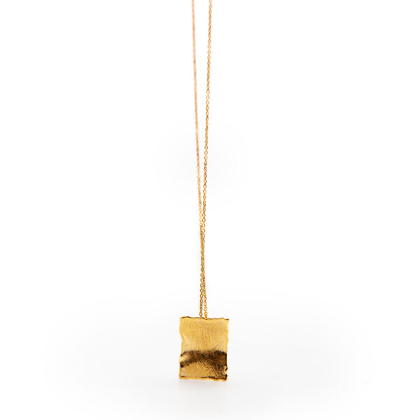 Collana con pendente quadrato martellato in argento 925 - PARTY/MONSTR